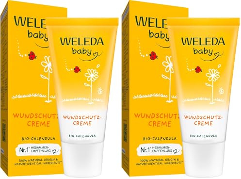 WELEDA Bio Baby Calendula Wundschutzcreme 30ml - Naturkosmetik Babypflege Windelcreme schützt empfindlicher Babyhaut im Windelbereich. Natürliche Hautpflege hilft bei gereizter Haut & Windelausschlag