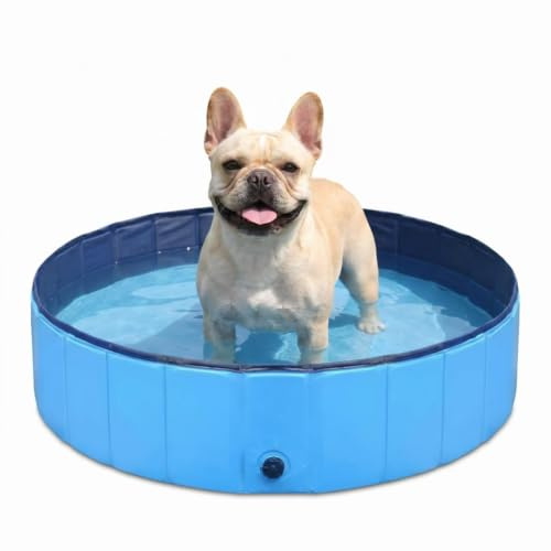 Hundepool Faltbarer Haustierpool Hundeschwimmbecken Haustier-Schwimmbad PVC-rutschfester Pool für alle Arten von Haustieren (81,3 x 20,3 cm)