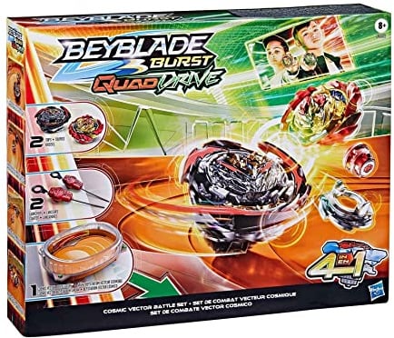 Beyblade Burst QuadDrive Cosmic Vector Battle Set − Beystadium-Arena, 2 Kreisel und 2 Starter, für Kinder ab 8 Jahren Multicolour