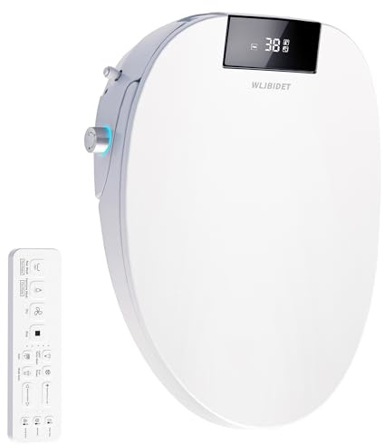 WLJBIDET Bidet Toilettensitz mit Fernbedienung, Elektronisch Beheizbarer Dusch WC Aufsatz mit Einstellbarer Warmwasser und Druckregulierung, Warmlufttrocknung, Langsam schließendem Toilettendeckel