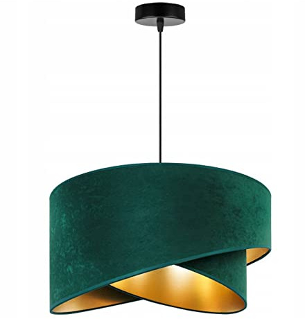 Light-Home Milan Elegant Hängelampe - Modern Deckenlampe für Wohnzimmer Schlafzimmer und Esszimmer - Designer Pendelleuchte aus Metall mit Lampenschirm aus Velours - Grün