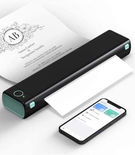 Phomemo M08F Thermodrucker A4 Mobiler Bluetooth Drucker, Tragbarer Wireless Printer für Unterwegs Kompatibel Android iOS, Thermopapier Drucker, Schwarz Grün