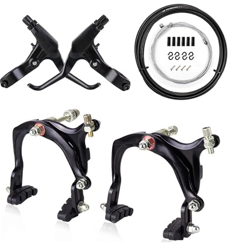 Mimoke C-Brake Bremssatz Bremsen für Fahrräder, V-Brake vorne und hinten Bremse mit 60 mm Bremsbelägen Finger Bremshebel Fahrrad Bremskabel Aluminium