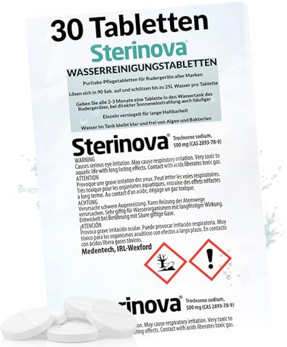 JB White Puritabs Sterinova 30x Wasser Rudergerät Tabletten gegen Algen, extra konzentriert, Chlortabletten zB geeignet für WaterRower, SportPlus, Skandika Wasserrudergerät (5 x 6)