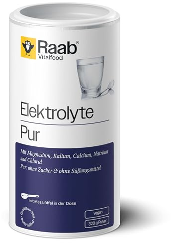 Raab® Elektrolyte Pur (320 g) - vegan, mit Messlöffel, Elektrolyte Pulver ohne Zucker und ohne Süßungsmittel, Perfekt für Sportler bei Flüssigkeitsverlust