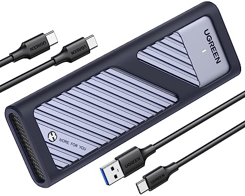 UGREEN 10Gbps M2 SSD Gehäuse USB 3.2 Gen 2 Aluminium NVMe Gehäuse | NVMe Gehäuse mit Kühlkissen für NVMe PCIe SSD M-Key/ M&B Key in 2280/2242/2230/2260, kompatibel mit 980/990 PRO/P3 Plus