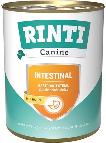 RINTI - Canine Intestinal | Leicht verdauliches Diät Nassfutter für ausgewachsene Hunde mit gastrointestinalen Problemen. Alleinfutter mit erhöhtem Elektrolytgehalt in der Dose | 6x800g Huhn