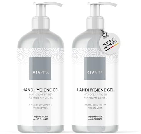 OSAVITA ® Handhygiene Gel, Desinfektionsgel in Spenderflasche, schützt und pflegt, Wirksamkeit geprüft nach EN 14476, 500 ml (2er Pack)