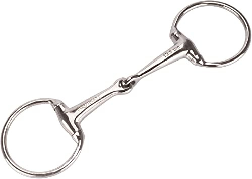 Equinate Olivenkopfgebiss Edelstahl 16mm einfach gebrochen 12,5cm - Anatomisch geformtes maulfreundliches Gebiss mit sanfter Einwirkung - Lasergravierte Größenangabe
