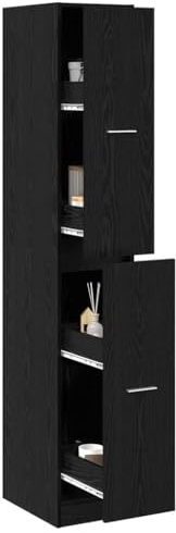 vidaXL Apothekerschrank -Muster -Muster 30 x 41 x 174,5 cm | Hergestellt aus Spanplatte und Eichenfurnier für ein stabiles Gefühl, Zwei Regale und zwei Türen sorgen für Ordnung,