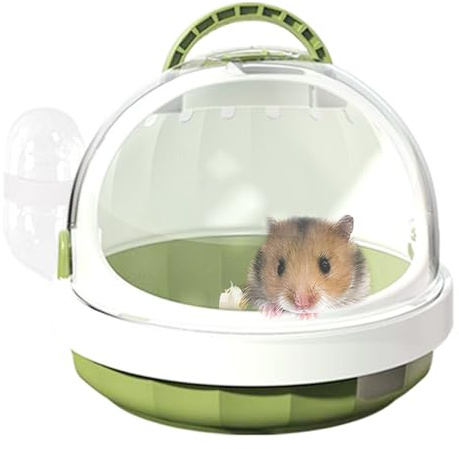 Transportbox für Kleintiere, Hamster Transportbox mit Wasserflasche, Reisebox mit Belüftung, Tragetasche für Mäuse Meerschweinchen Kaninchen