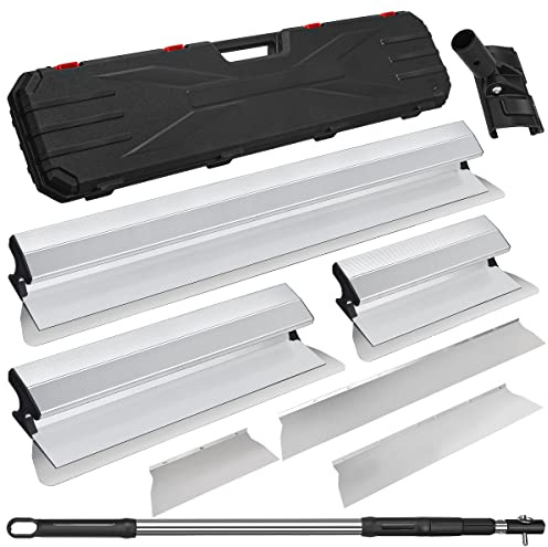 DrRobor Flächenspachtel Set im Koffer mit Ergonomischem Griff | Spatula Tool (300 mm + 500 mm + 800 mm), Interchangeable Stainless Steel Blade, and 2.1 m Telescopic Pole