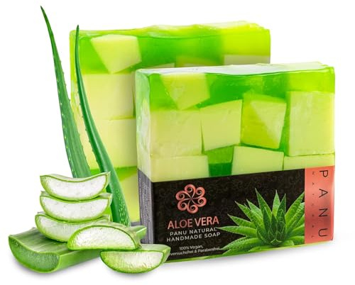 PANU Seife Aloe Vera - Vegane Duschseife für alle Hauttypen - Naturseife für Körper, Gesicht & Haare - Handmade Soap Bar aus Thailand - Unterstützt Frauen in Thailand