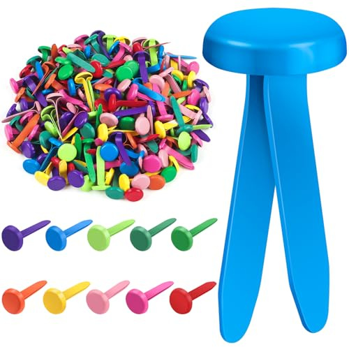 Caianwin 200 Stück musterbeutelklammern Metall Rundkopfklammern Bunte musterklammern Büro Papier Briefklammern Basteln Handwerk DIY