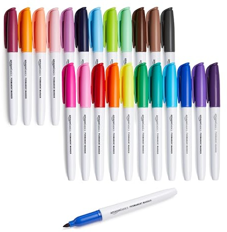 Amazon Basics Permanent Marker, 24 Stück, 1er-Packung, Sortiert