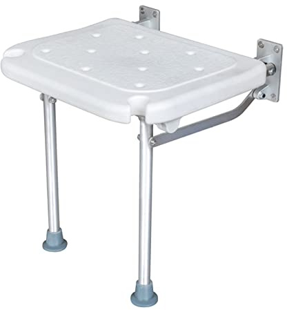 Duschklappsitz Für Wandmontage, Weytoll Duschstuh mit Stützfüßen, Duschhocker Mit rutschfesten Füßen, mehreren Ablauflöchern, für Senioren Weiß, Hält bis zu 440 lbs, 40*32*42cm