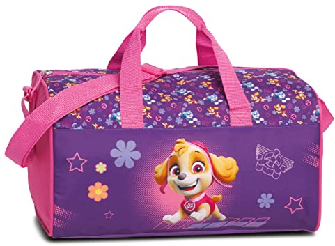 Paw Patrol Kinder Jungen Mädchen Sporttasche mit tollem Skye Motiv (667) mit großen Hauptfach, Volumen 17 L, 38 x 22 x 20 cm, lila/rosa