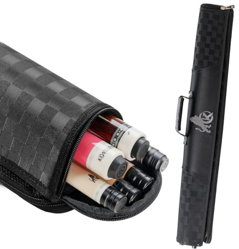 KONLLEN Billardqueue Tasche 2x4, Queue-Tasche für 2 Unterteile und 4 Schäfte, mit Zubehörfächern, Schultergurt, Griff, rutschfestem Boden und Oxford-Gewebe