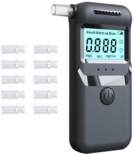 ZukZythepsor Alkoholtester, Digitales Promillemessgerät mit LCD-Anzeige, Präzises Alkoholmessgerät für Heim- und Berufsgebrauch, Kompakt und Tragbar(10 Mundstücke)