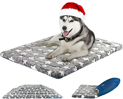 KROSER Hundebett Wasserdicht Wendbare Hundematte, Grau, 106x71 cm | Großes Waschbar, Wendbare Hundematte Kühl und Warm, Weiches Hundekissen für Kleine Hunde und Katzen bis zu 41Kg