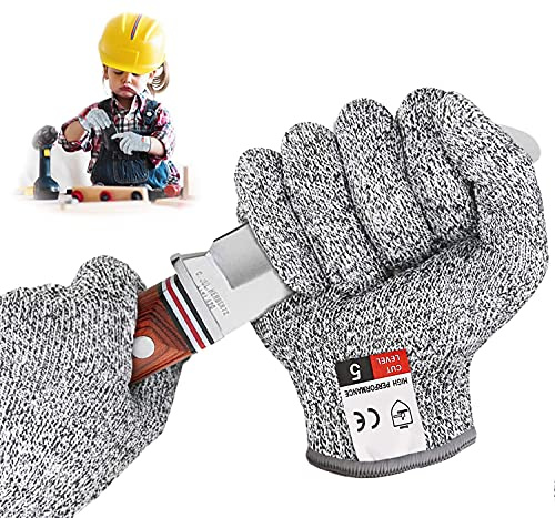 BINXIRUI Schnitzwerkzeug für Kinder 5-8 Jahre - Schnitzhandschuh, Kürbis-Schnitzset, Kastanienbohrer, Messer und Säge