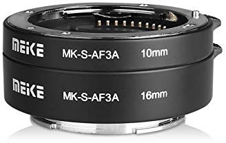 Meike MK-S-AF3A Metall Autofokus Makro Verlängerung Adapter für Sony E-Mount Ring 10mm 16mm Kamera den Mirrorless Nex3 Nex5 Nex6 A6000 A6300 A6400 A6500 A7II A9 etc