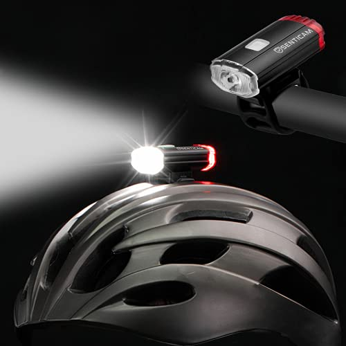 Senticam Licht, wiederaufladbar über USB, Dual-Front- und Heck-Licht, IPX3, wasserdicht, tragbare Taschenlampe für alle Rennradfahrer