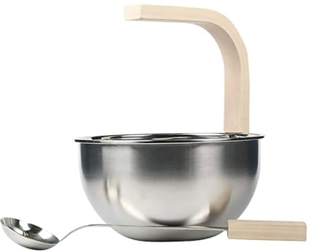 Gaxcent Sauna Eimer Mit Kelle,Saunakübel Aus Edelstahl 4L Aufgusseimer Sauna Zubehör Set Saunaeimer Set,Silber
