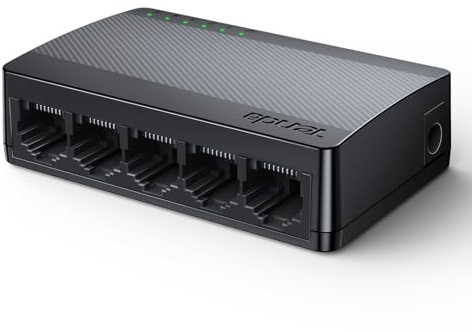 Tenda SG105 LAN Switch 5 Port Gigabit Switch Mini Netzwerk Switch, LAN Hub | Plug-and-Play LAN Verteiler, Unmanaged Ethernet Switch, Lüfterlos, Schwarz
