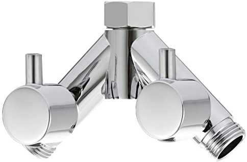 Tecmolog Messing Umstellventil Dusche Absperrventil 2 Wege Y Verteiler 1/2 Zoll für Brauseschlauch und Duschkopf, Chrom, DSF014A