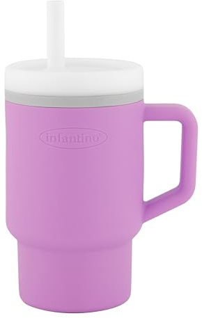 INFANTINO My 1st Tumbler – Süßer Minibecher mit Auslaufsicherem Strohhalm und Kleinkindfreundlichem Griff, Fördert das Trinken, Leicht zu Reinigen, 255 ml, Lilac