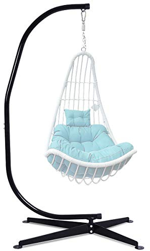 RELAX4LIFE Hängesesselgestell, Hängestuhlgestell 150 kg, Hängesessel Gestell Metall, Hängesitzständer in C-Form, Ständer für Hängestuhl, 112 x 79 x 205 cm, Hängesesselständer für Indoor Outdoor