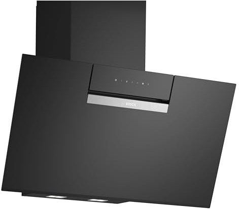 Bosch Serie 4 Smarte Dunstabzugshaube 80 cm, DWK87FN60, Klarglas schwarz bedruckt, Wandesse Made in Germany, Automatische Anpassung an Kochfeld, Steuerung über Kochfeld, Einstellbare Farbtemperatur