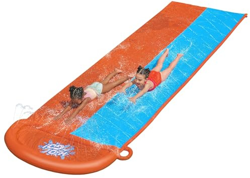 Bestway 52328 BW52328 H20GO Double Water Slip and Slide, 4.88m Inflatable Garden Games with Built-in Sprinklers, Black, 488 x 138 cm