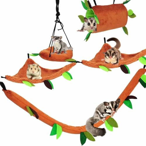 Norhogo 5-Teiliges Kleintiere Dschungel hängen Käfig Spielzeug Hängematte, Haustier Hängematte Schaukel Spielzeug Set für Hamster Meerschweinchen Chinchilla Vogel Eichhörnchen Kaninchen