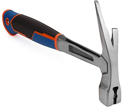 Mivos Latthammer 600 g Kopfgewicht - Ganzstahl Geschmiedet - Klauenhammer mit Anti-Vibration Griff - Zimmererhammer mit magnetischem Nagelhalter - Stahlhammer