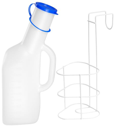 QIYILE Urinal für Männer Tragbar Urinflaschen Auslaufsicher Männerurinale 1L Plastik Pee Flasche Reisen Mobile Toilette mit Betthalter Urinsammelbehälter für Unterwegs Notfall