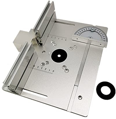 FAJIA Set mit 3 Frästisch-Einlegeplatten, Aluminiumlegierung, Holzfräsen, Flip-Board, Schneidemaschine, Gravur-Hilfswerkzeug mit Gehrungslehre, Tischsäge, Holzbearbeitungsbänken