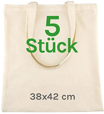 Cesped Stofftasche zum Bemalen und Bedrucken - 100% Baumwolle - 38 x 42 cm - Lange Henkel 70 cm - Wiederverwendbare Baumwolltasche für Einkauf, Schule, Bücher und DIY