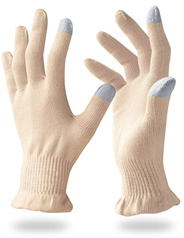 Migliore Wear 2 Paar Baumwollhandschuhe für Ekzeme mit Touchscreen-Fingern, Feuchtigkeitsspendende Handschuhe für Trockene Hände, Handpflege