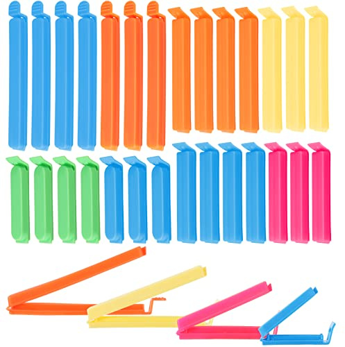 RosewineC 32Stück Verschlussclips,Lebensmittel Clips Kunststoff 7/9/11/16cm | Verschlussklammern Plastik, Mehrere Farben, Bunt Küche Wiederverwendbar Tütenclips, Für Verpackung Süßigkeiten Snacks