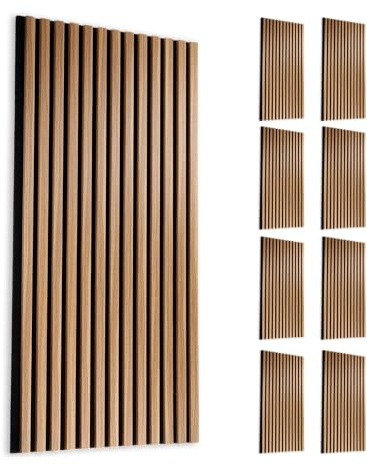 INNOVATE Akustikpaneele Holz 120x60 cm 8 Stk. I Akustik Holzpaneele Wand | Akustikpaneele Eiche hell 5,76m² Wanddeko Holz I Acoustic Panel Wanddeko Wohnzimmer I Akustikpaneele 120x60 Wandverkleidung