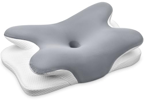 Ehomfory Nackenkissen Kopfkissen Nackenstützkissen Memory Foam Kissen, Ergonomisches Seitenschläferkissen für Seiten, Rücken & Bauchschläfer, 67x37x9/12 cm