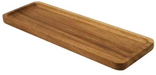 Jean & Len Holztablett rechteckig aus Akazienholz, vielseitig einsetzbar für Accessoires & Büro, stylischer Organizer mit einzigartiger Maserung, Deko Holzbrett, 28x10x1,5cm