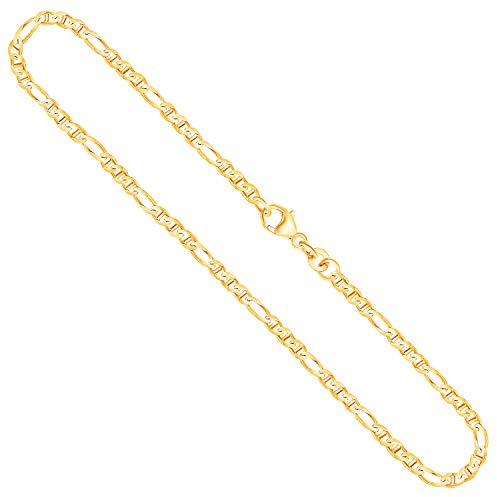 EDELIND Goldkette Herren Damen Echtgold 2,5 mm Panzerstegkette 333 aus Gelbgold Bicolor Kette Gold, Halskette mit Schmuck Geschenkbox