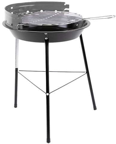 BBQ Holzkohle-Grill kleiner Rundgrill Mobiler Holzkohlegrill für 2 bis 3 Personen Grillfläche ca. Ø 32 cm Kohlegrill Sicherer Stand dank 3 stabiler Beine Schwarz/Rot
