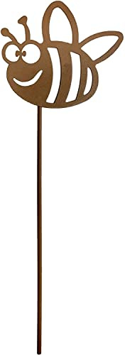 KRONLY Gartenstecker niedliche Dicke Biene Roststecker Metall wetterfest Gartendeko Outdoor
