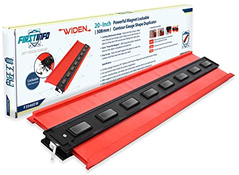 FIRSTINFO Konturenlehre Groß 50cm mit Feststeller Metall 8 Magnete 508mm | Konturenlehre groß 508 mm mit Metall-Feststeller und 8 Magneten – exakte Profilübertragung für Fliesen, Laminat und Kfz.