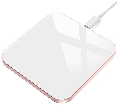 Wireless Charger 15W Handy Induktive Ladestation [Typ-C] Qi Kabellose Ladestation für iPhone 17/16/15/14/13/12/11/ X/XS /8, AirPods, Ladepad 10W für Galaxy S24/23/22/21/10/ Note 8/S7, Huawei, Weiß
