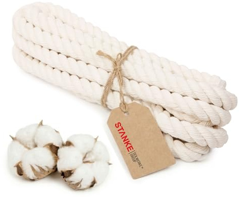 Seilwerk STANKE Baumwollseil 12mm x 10m, Seil, Baumwollkordel, Beige | Baumwollschnur, Laces, Garn, Bastelschnur, DIY Rope, Handwerk, Hundespielzeug, leicht zu knoten, 100% natürliche Baumwolle
